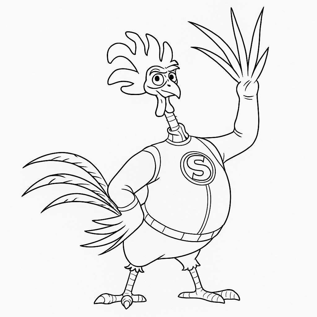 Dětská omalovánka Agent cunik superkohout - obrázek k vytisknutí a vybarvení zdarma
