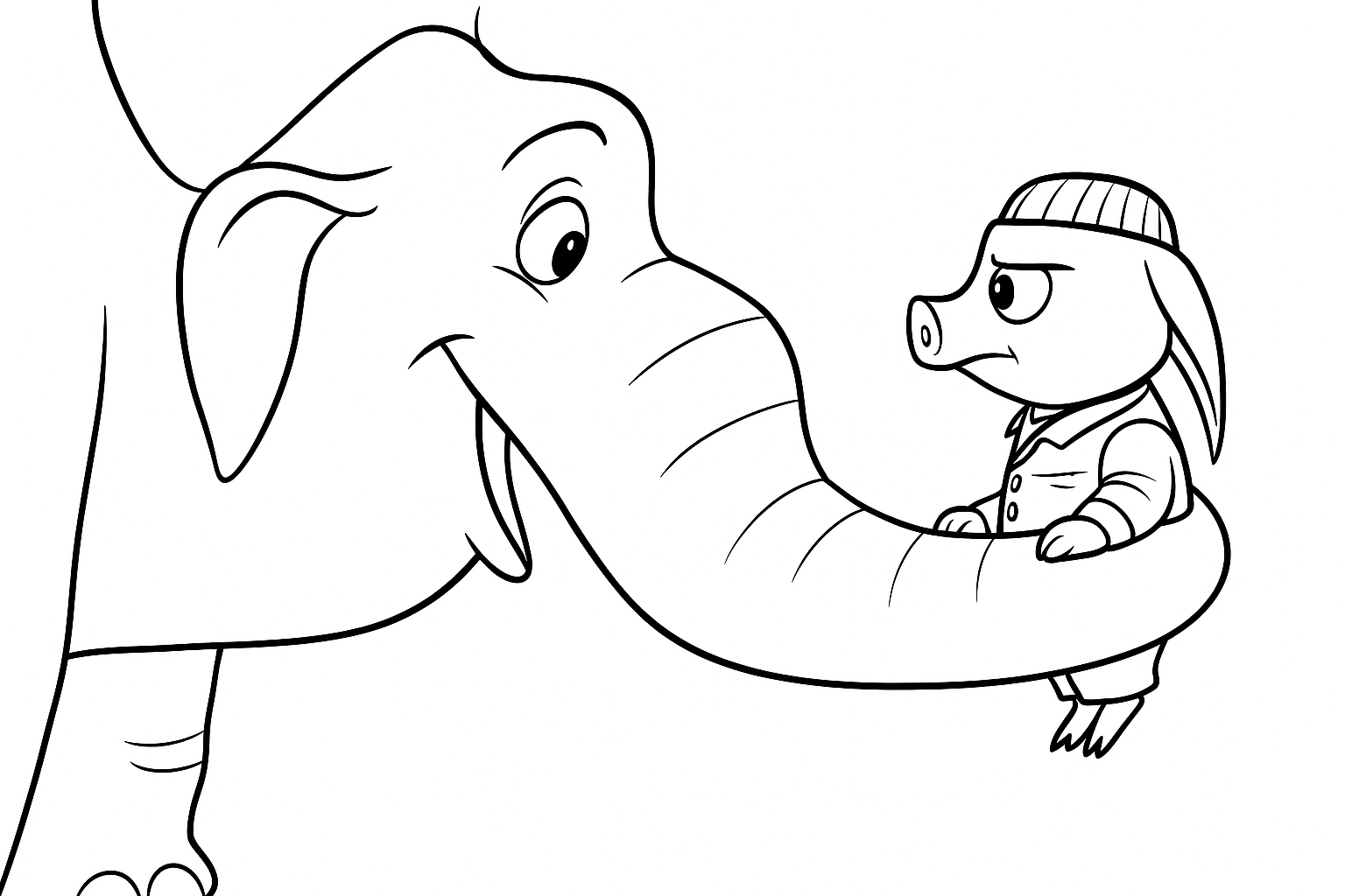 Omalovánka Agent cunik slon k vytisknutí zdarma pro děti - vybarvěte si krásný obrázek