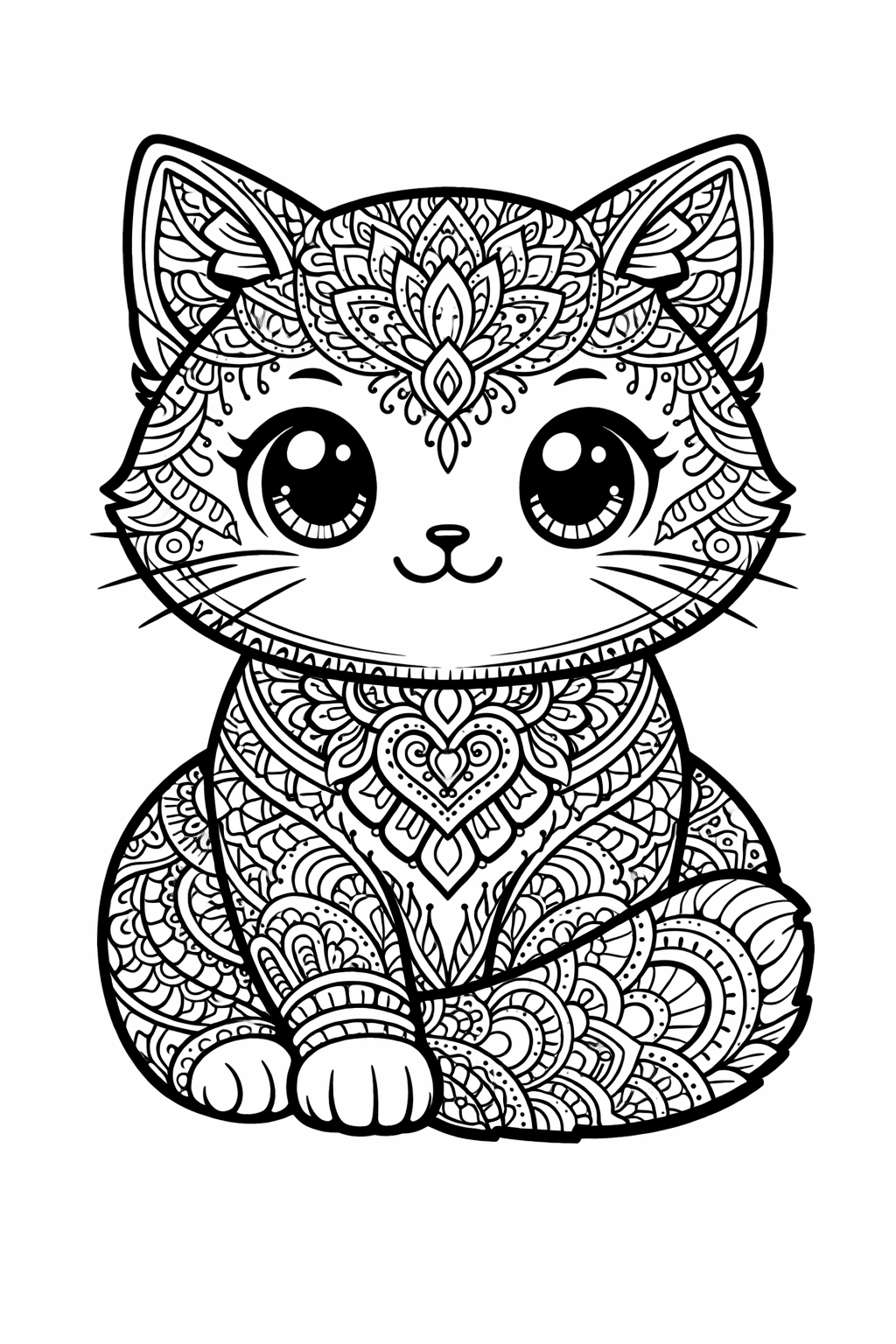 Dětská omalovánka Antistresová_omalovánka_kočka - obrázek k vytisknutí a vybarvení zdarma