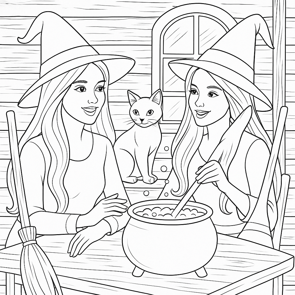 Čarodějnice omalovánka barbie Omalovánka Čarodějnice omalovánka barbie pro děti k vytisknutí - zábavný obrázek k vybarvení
