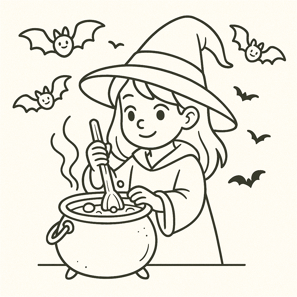 Čarodějnice omalovánka lektvar Vytiskněte si omalovánku Čarodějnice omalovánka lektvar - krásný obrázek pro děti k vybarvení