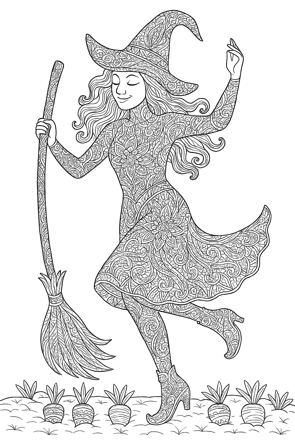 Čarodějnice Omalovánka Omalovanky pro dospele carodejnice k vytisknutí pro děti zdarma