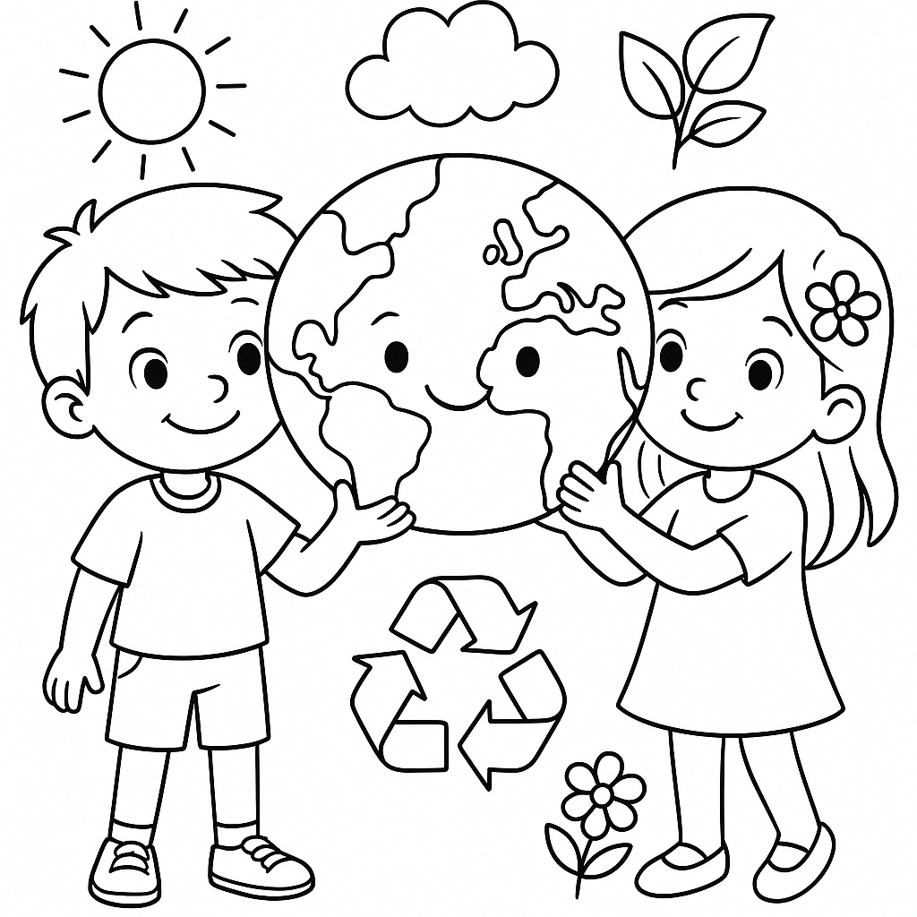 Omalovánka Den Země omalovánka k vytisknutí zdarma pro děti - vybarvěte si krásný obrázek