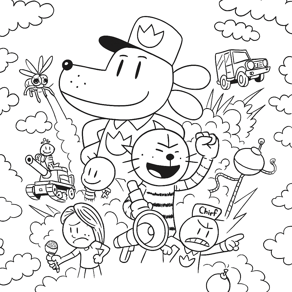 Dětská omalovánka Dogman omalovánka - obrázek k vytisknutí a vybarvení zdarma