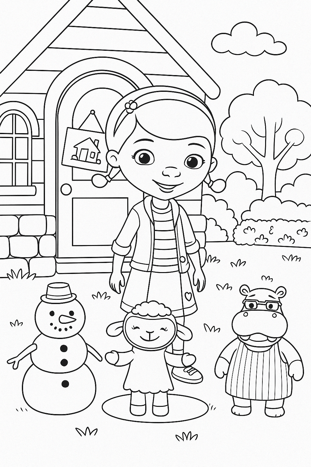 Dětská omalovánka Doktorka plysakova - obrázek k vytisknutí a vybarvení zdarma