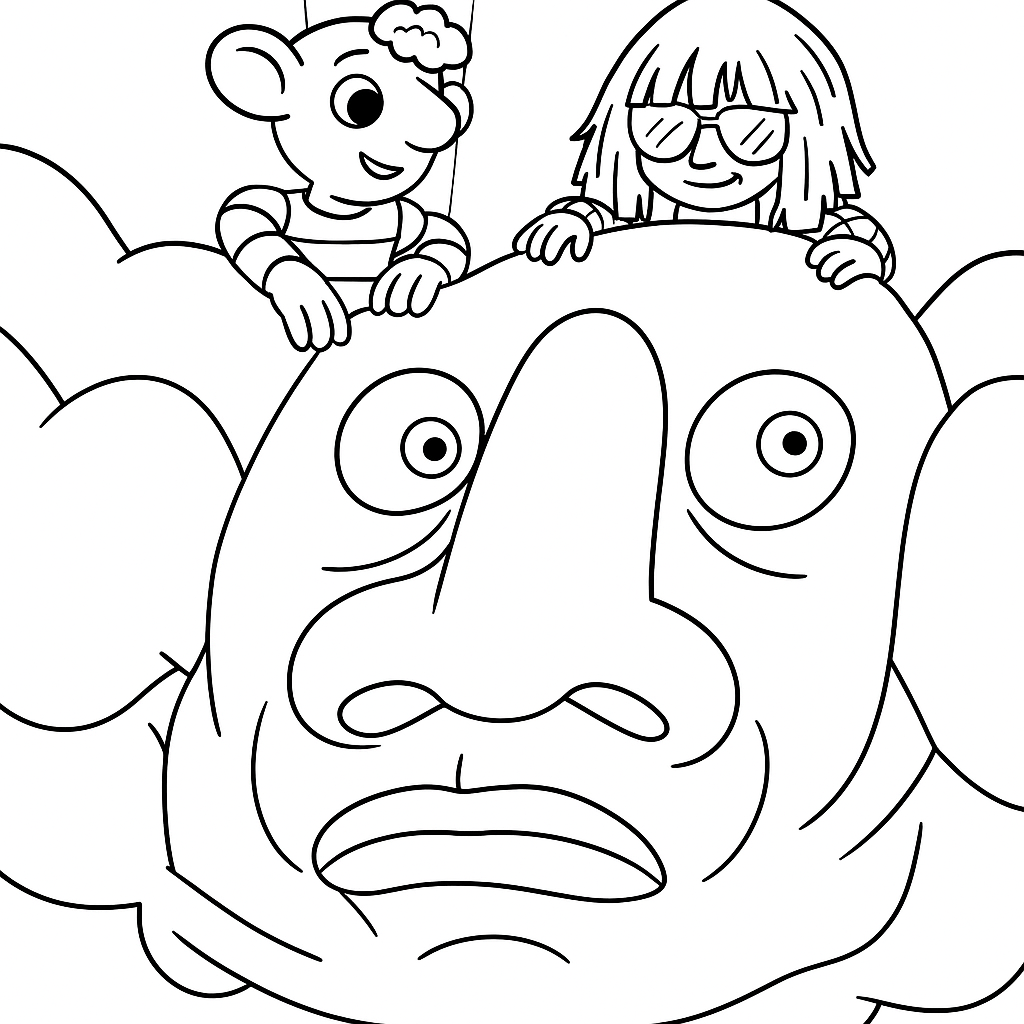 Omalovánka Hurvínkova cesta do Tramtárie k vytisknutí zdarma pro děti - vybarvěte si krásný obrázek