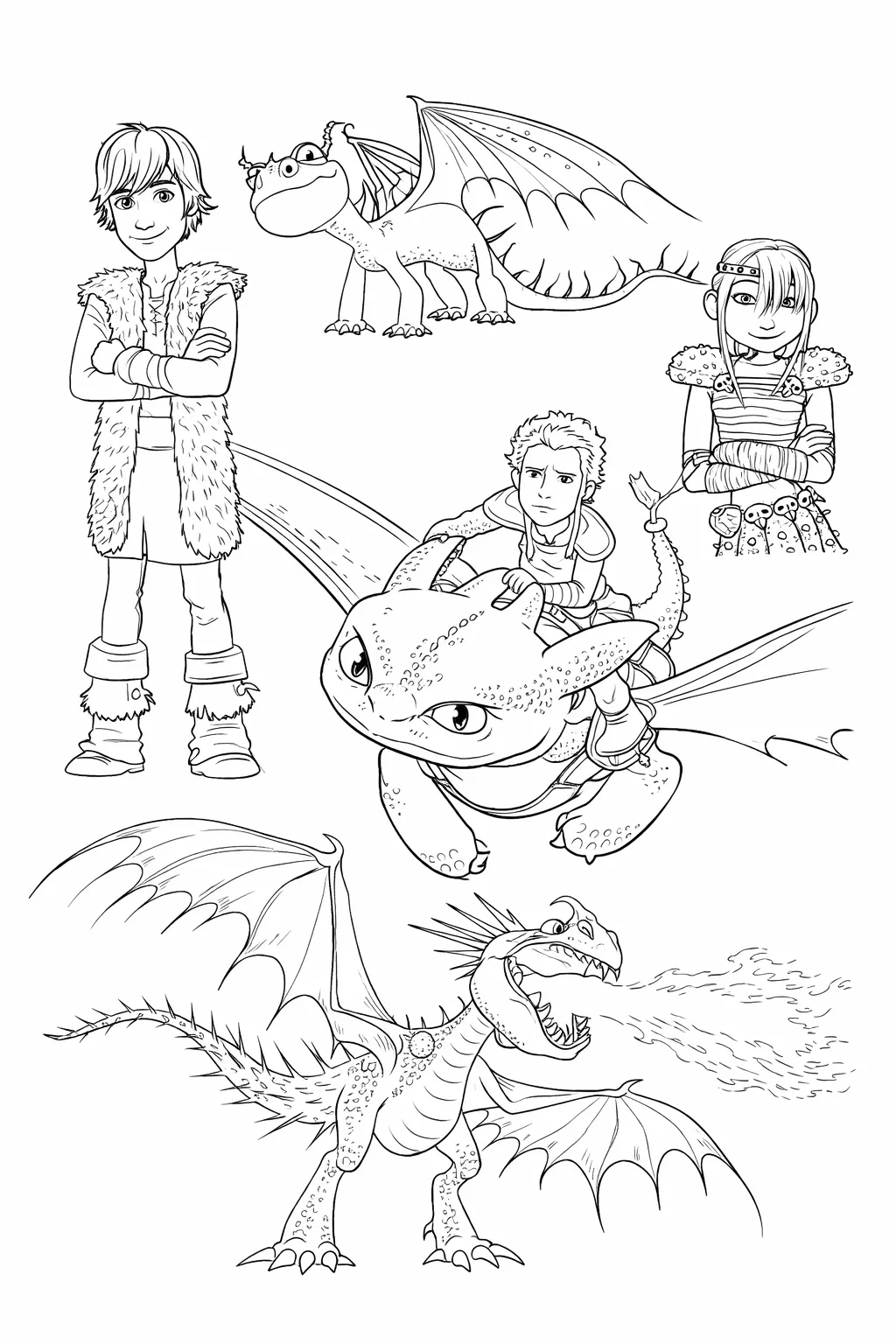 Omalovánka Jak vycvičit draka 3 omalovánka k vytisknutí pro děti zdarma