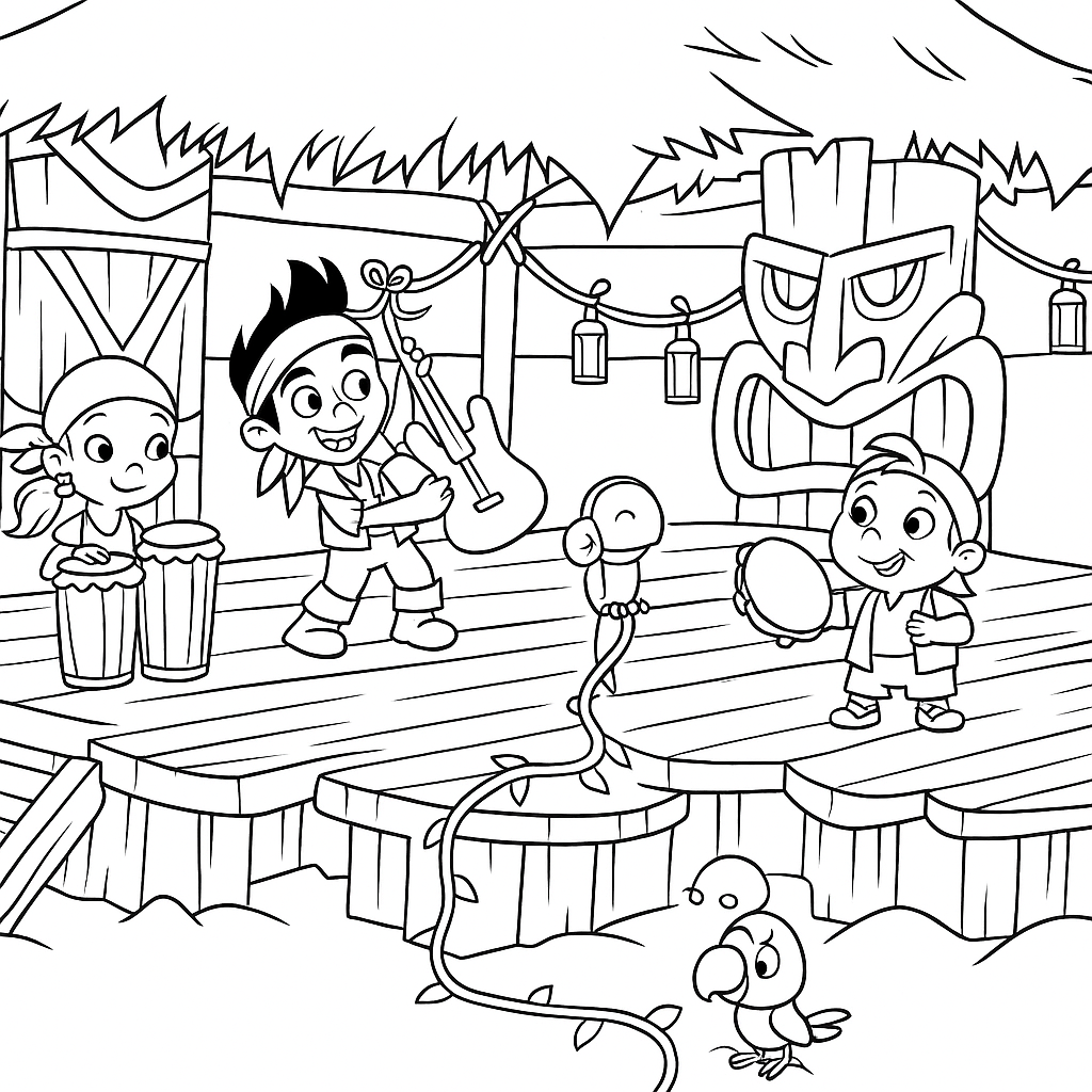 Dětská omalovánka Jake a piráti ze Země Nezemě - obrázek k vytisknutí a vybarvení zdarma