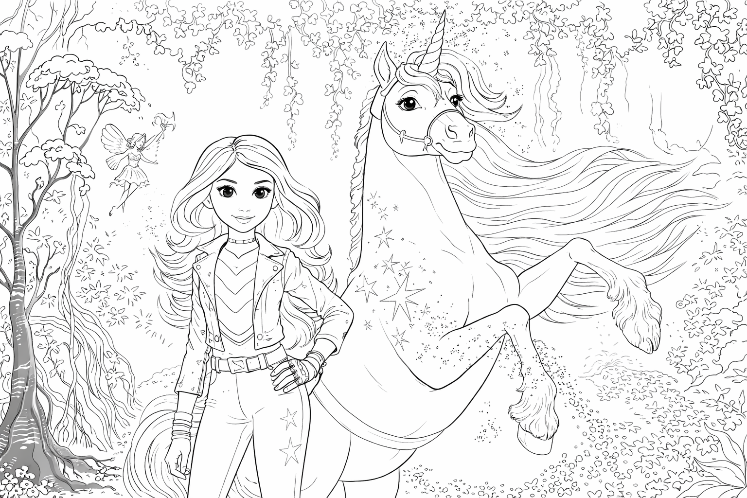 Dětská omalovánka Omalovánka jednorožčí akademie - obrázek k vytisknutí a vybarvení zdarma