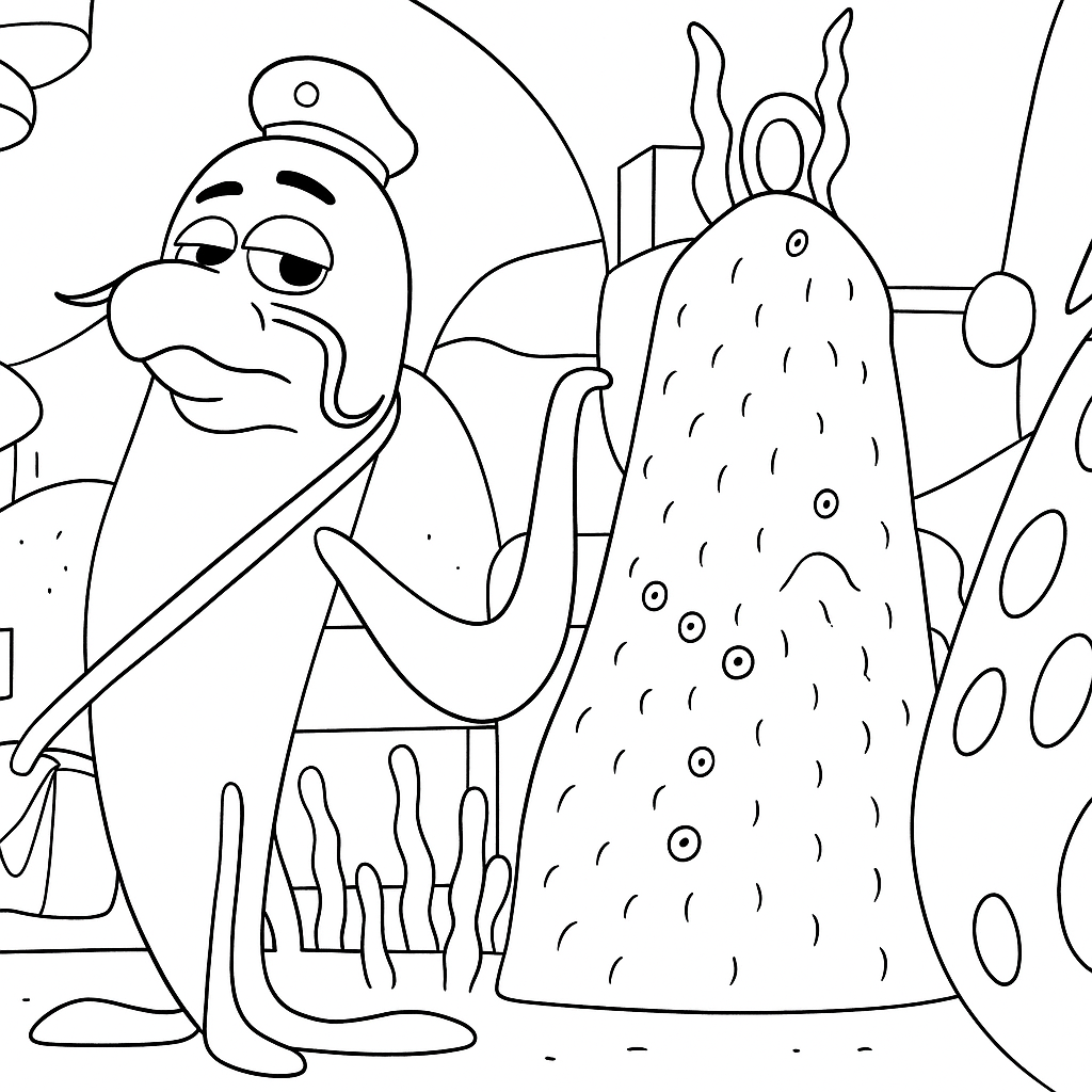 Dětská omalovánka Mrzutá rybka - obrázek k vytisknutí a vybarvení zdarma