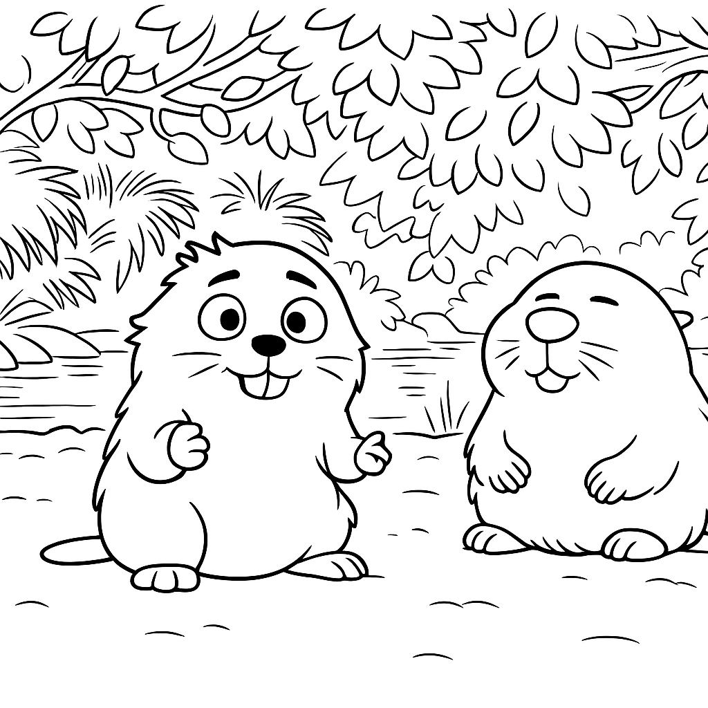 Dětská omalovánka Na skok do divočiny - obrázek k vytisknutí a vybarvení zdarma