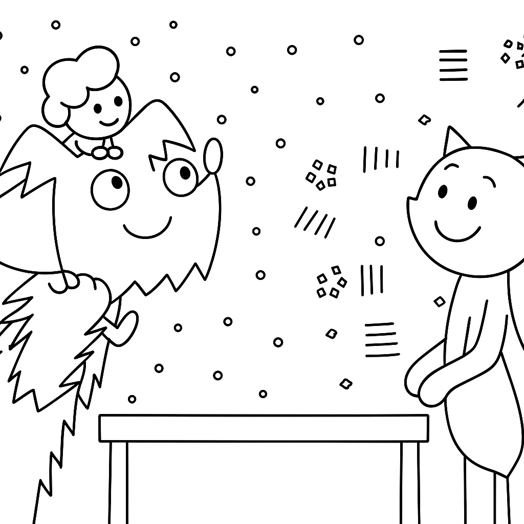 O pejskovi a kočičce Omalovánka O pejskovi a kočičce k vytisknutí zdarma pro děti - vybarvěte si krásný obrázek