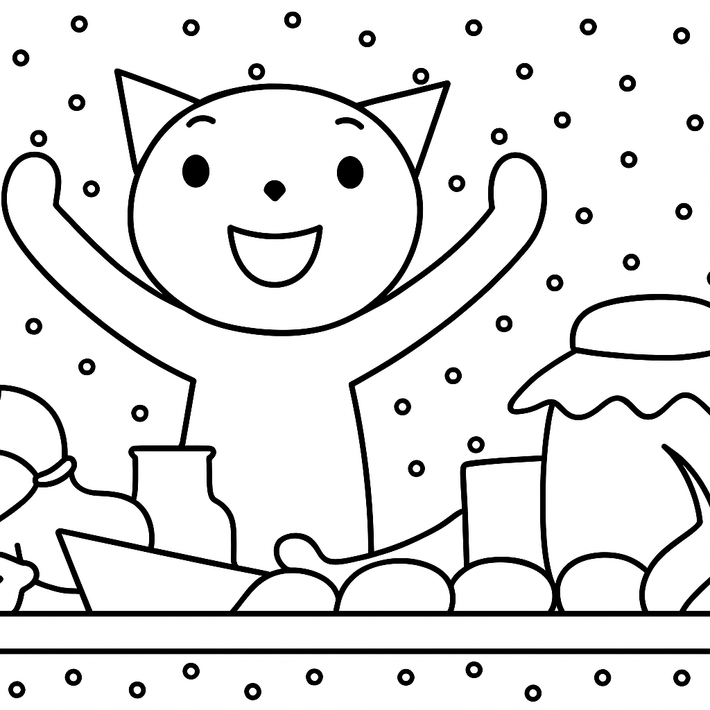 O pejskovi a kočičce Omalovánka pro děti k vytisknutí - zábavný obrázek k vybarvení zdarma - ideální pro malé umělce