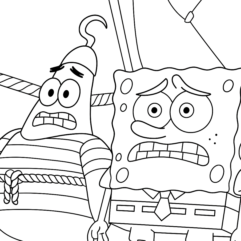 Dětská omalovánka SpongeBob: Pirátské dobrodružství - obrázek k vytisknutí a vybarvení zdarma