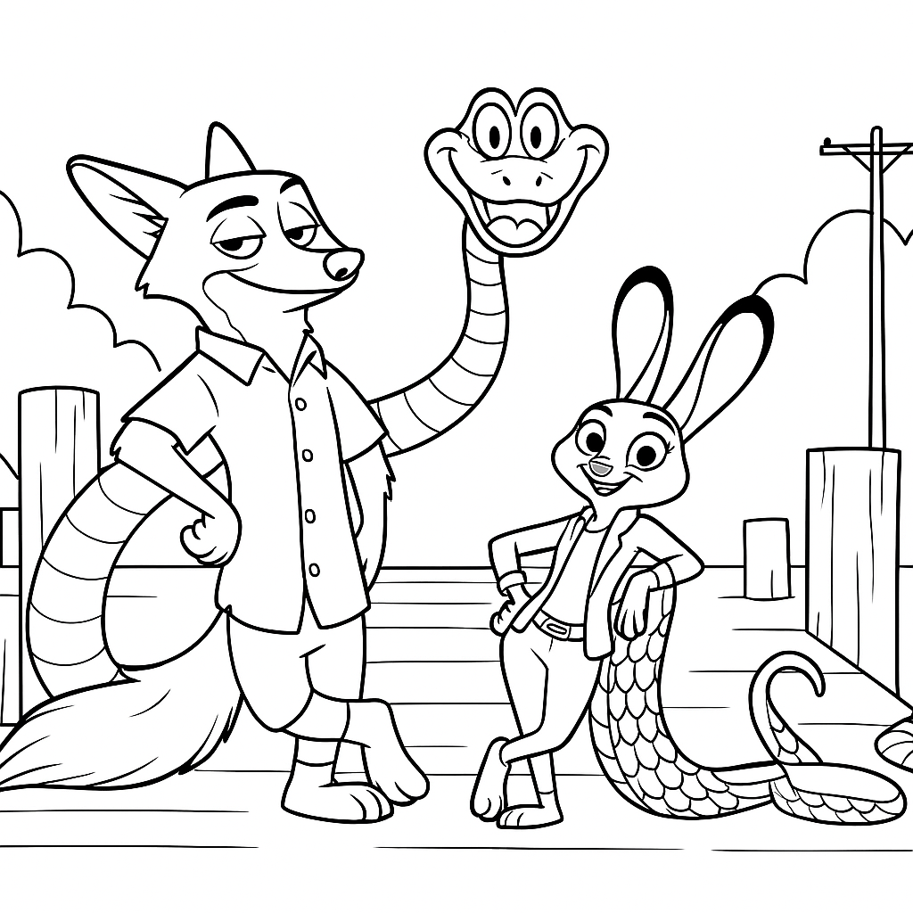 Zootropolis: Město zvířat 2 Omalovánka Zootropolis: Město zvířat 2 k vytisknutí zdarma pro děti - vybarvěte si krásný obrázek