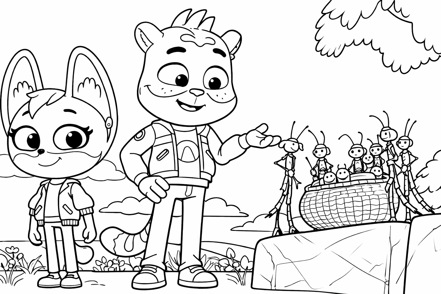 Zvířecí případy omalovánka - omalovánka k vytisknutí a vybarvení pro děti zdarma